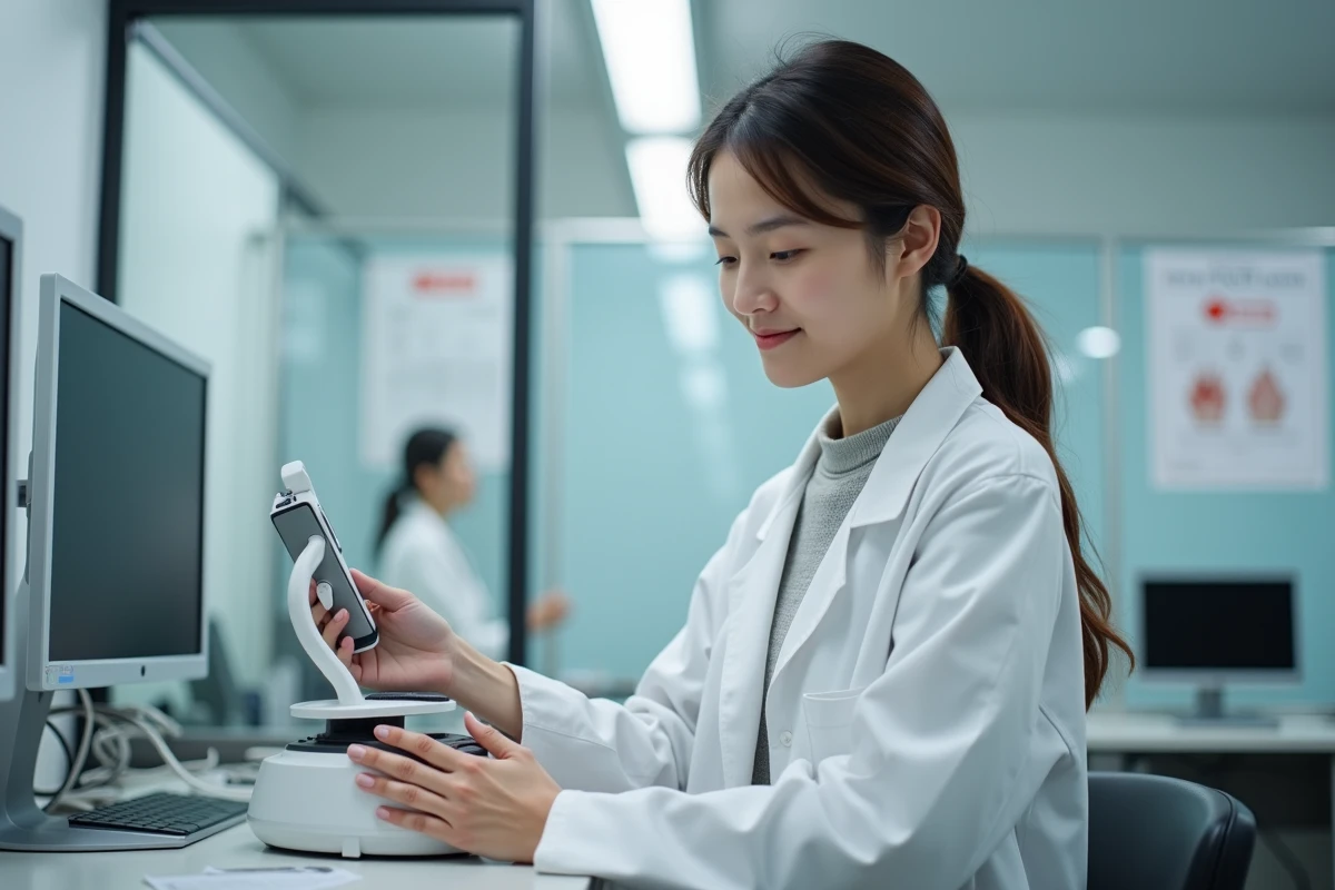 Jeune femme ajustant un dispositif GSR lors d