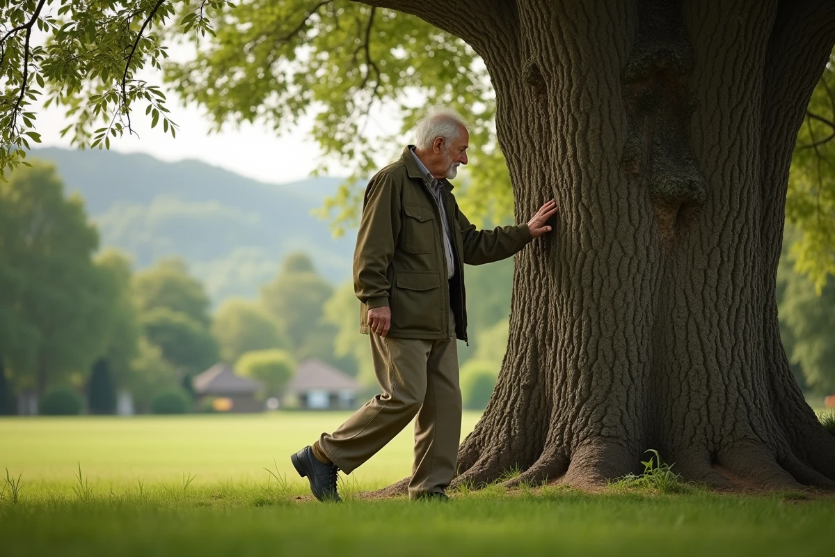 Homme âgé touchant l