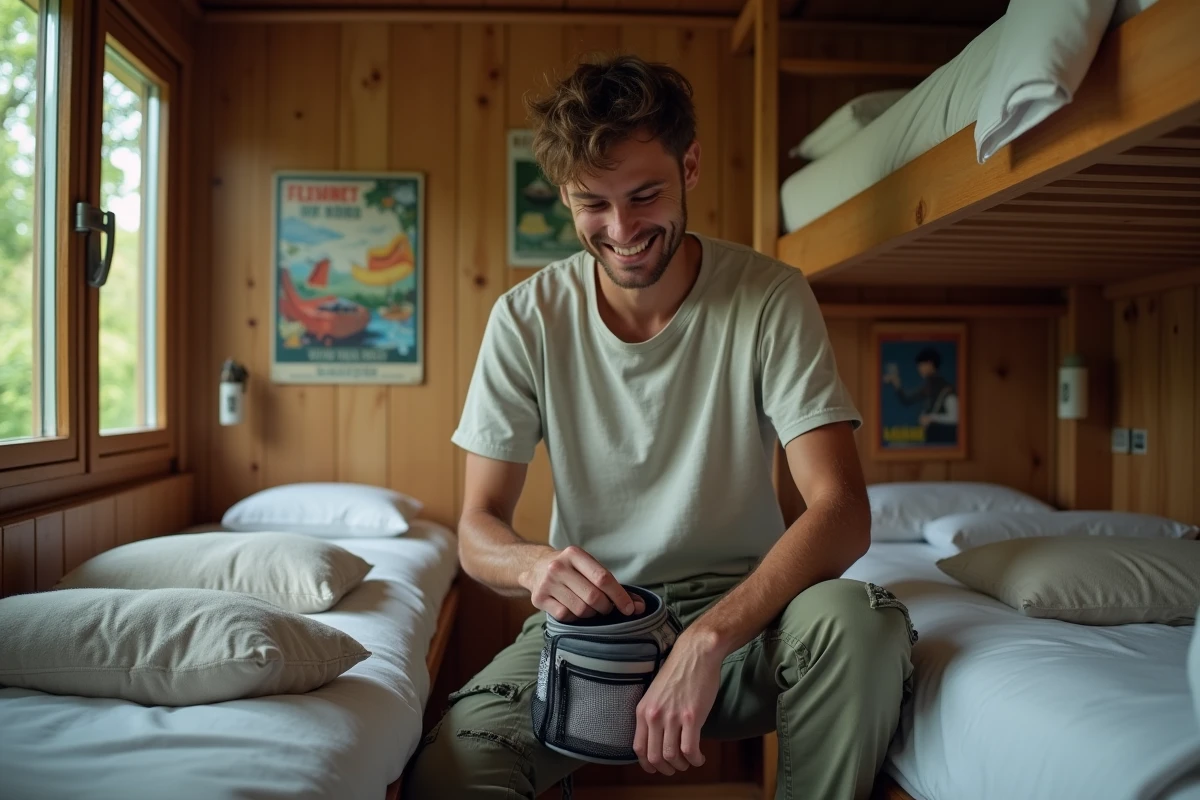 Homme préparant ses affaires dans une chambre d