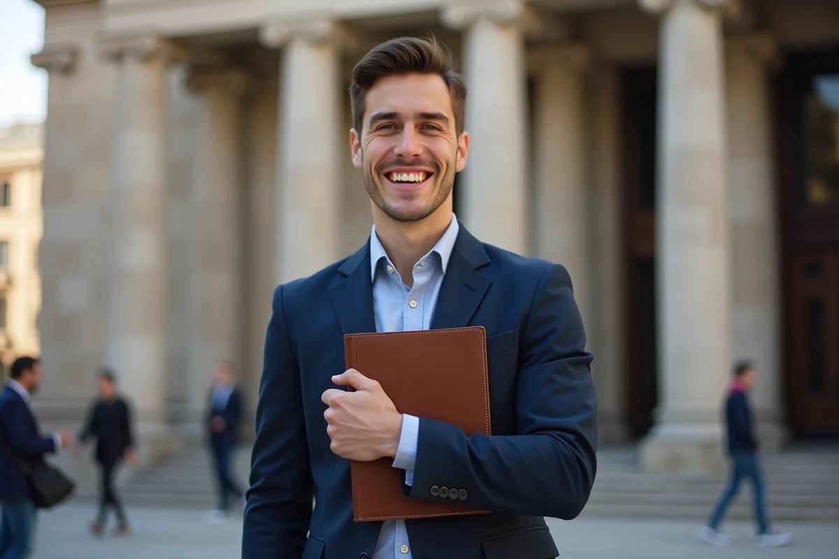 Jeune homme confiant avec journal en extérieur